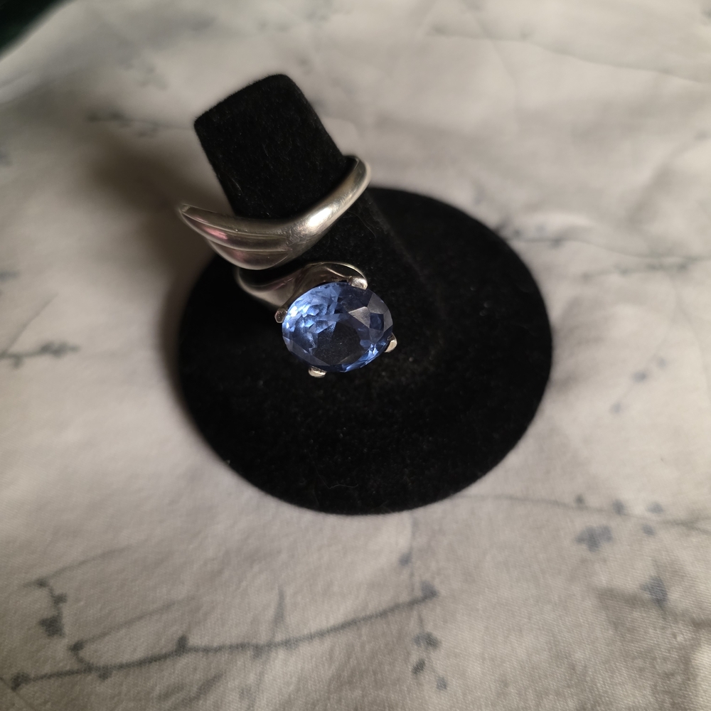 Sterling Silver Blue Gemstone Statement Ring
